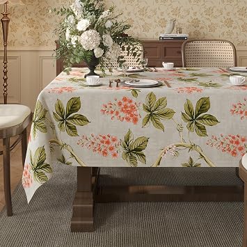 Rectangle Table Cloth,100% Waterproof Tablecloth Oil Proof Spill Proof Vinyl Table Cloth, Wipe Clean Plastic Table Cover for Dining, Camping, Indoor and Outdoor 52" x 70",Flower