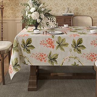 Rectangle Table Cloth,100% Waterproof Tablecloth Oil Proof Spill Proof Vinyl Table Cloth, Wipe Clean Plastic Table Cover for Dining, Camping, Indoor and Outdoor 54" x 84",Flower