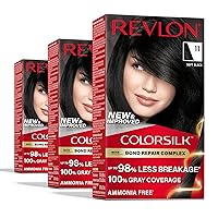Vista 1 de Revlon ColorSilk with Bond Repair Complex, tinte permanente para el cabello negro, cobertura 100 % de las canas, tinte para el cabello sin amoníaco