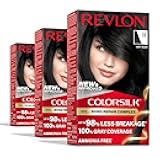 Revlon ColorSilk with Bond Repair Complex, Black Permanent Hair Color, 100% Gray Coverage, Ammonia Free Hair Dye, Vegan Keratin, 11 Soft Black (Pack of 3)