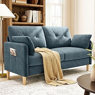 Ihanherry Loveseat Sofa, 64.6" Small Love Seat for Small Spaces, Soft Chenille Fabric Couches for Living Room with Throw Pillow and Removable Cushion Cover, Couches for Bedroom, Apartment, Office