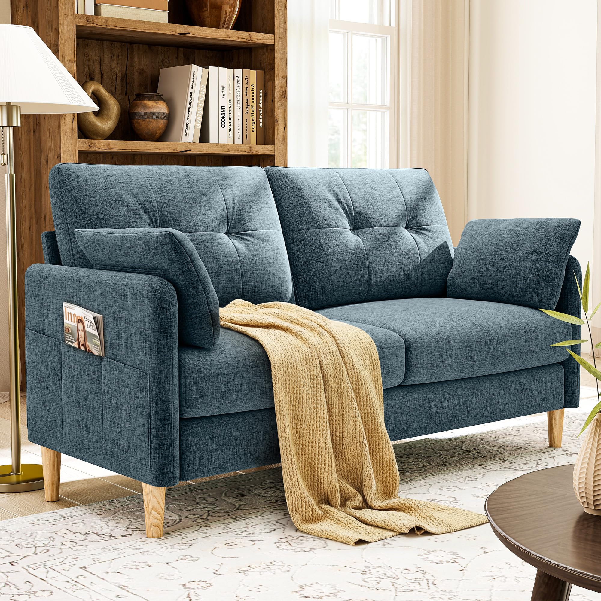 Compact Chenille Loveseat with Removable Cushions