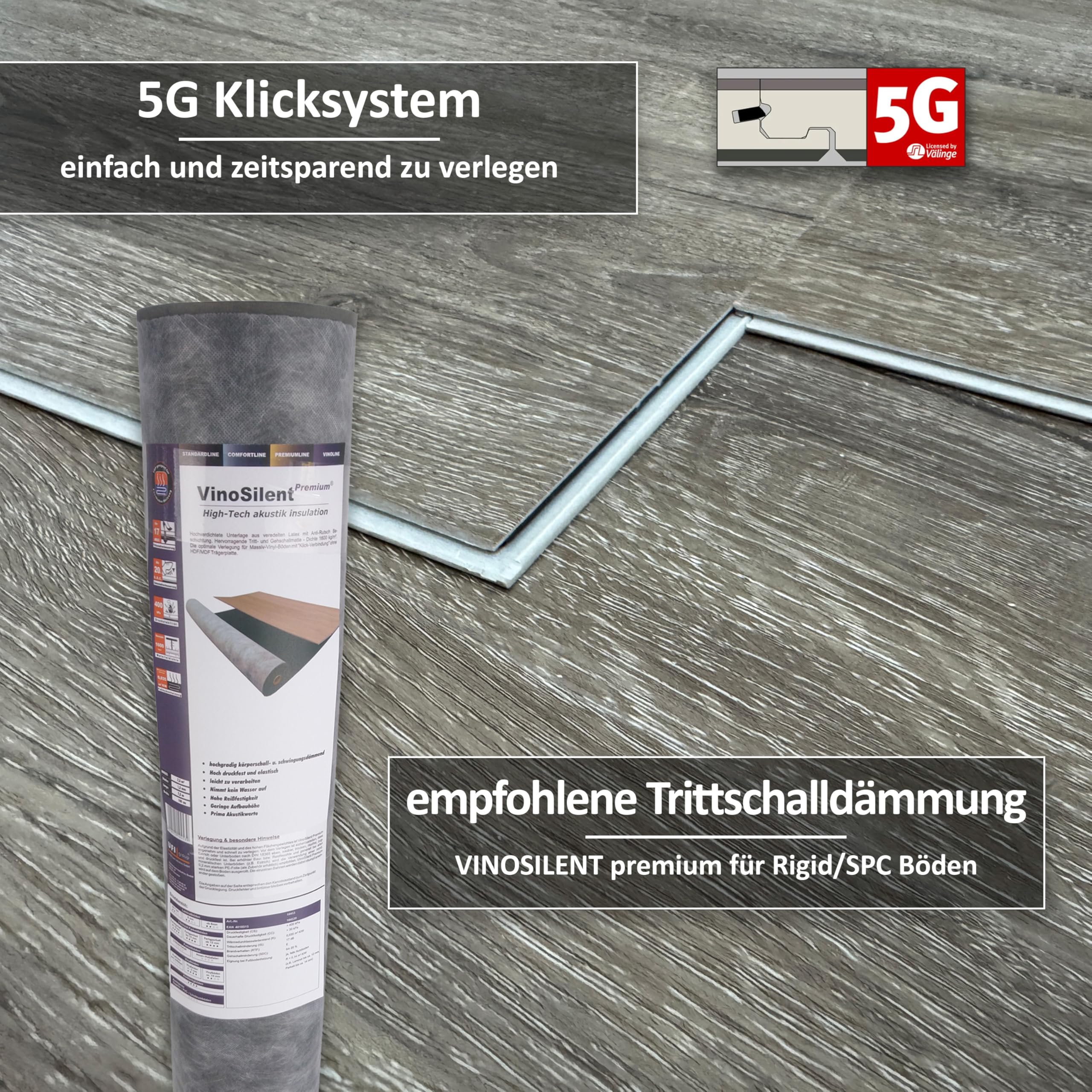 TRECOR Winylowa/LVT winylowa designerska podłoga winylowa z litego drewna o grubości 5 mm z warstwą użytkową 0,5 mm – kupujesz 1 m² – wodoodporna (dąb premium, brązowy, 1 m², podłoga winylowa)