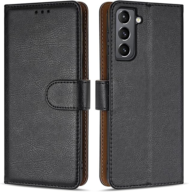 Case Collection for Samsung Galaxy S21 FE 5G Phone Premium Leather Folio Cover, Magnetic Closure Protective Book Design Wallet Flip with [Card Slots] and [Kickstand] for Samsung Galaxy S21 FE 5G Case