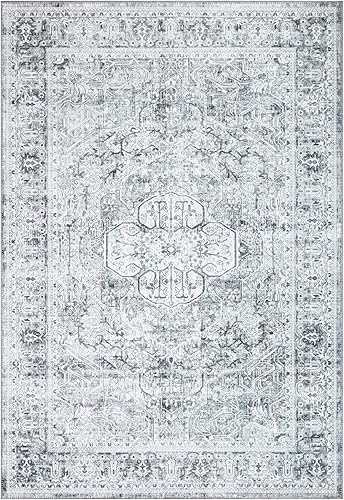 Miniatura 3 de Bloom Rugs Alfombra lavable antideslizante de 4 x 6 pies  Alfombra tradicional de medallón para sala de estar, dormitorio, comedor y cocina, tamaño