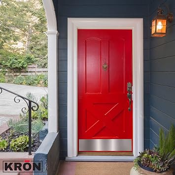 Door Kick Plate - Clear Anodized Aluminum Door Kick Plate 8 X 34 - Aluminum Plate for Wood or Metal Door - Door Plate Interior or Exterior Front Door or Back Door - and adds Scratch Protection