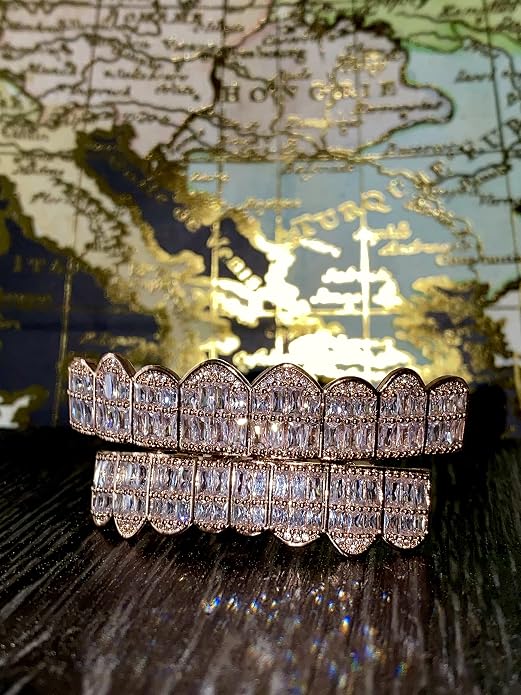 Grillz de oro rosa 14k para dientes 8 piezas miniatura 3