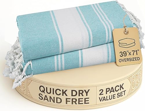 Vista 87 de LANE LINEN Juego de 6 toallas de playa turcas para mujer, tamaño grande, 39 x 71 pulgadas, prelavadas, no se encogen, no se encogen, sin arena