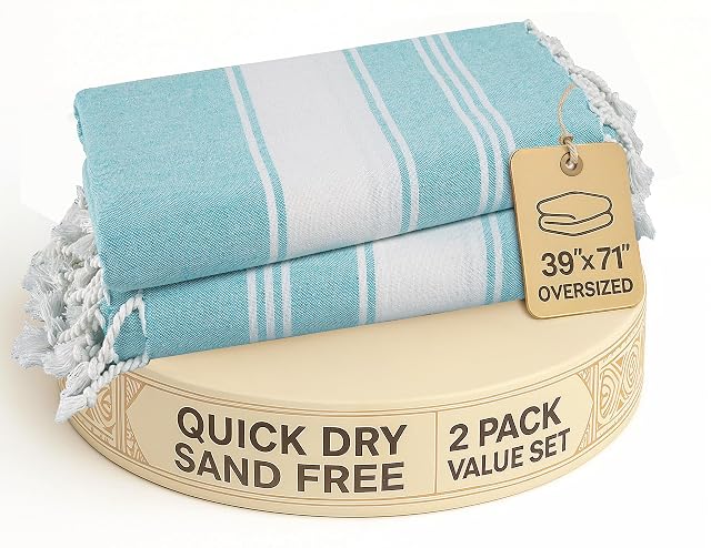 LANE LINEN Beach Towel 2 Pack Oversized Beach Towel 39x71 Lightweight Beach Essentials for Women Large Pool Towel