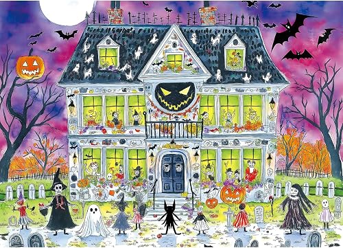 Halloween Puzzle 1000 Piece for Adults with Letters on Back, Haunted Party