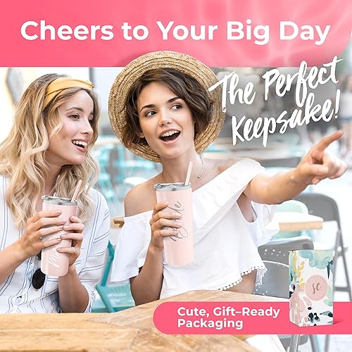 Miniatura 2 de SassyCups Vaso de novia  Vaso de acero inoxidable grabado con aislamiento al vacío con popote para la novia  Vidrio de compromiso  Taza de viaje