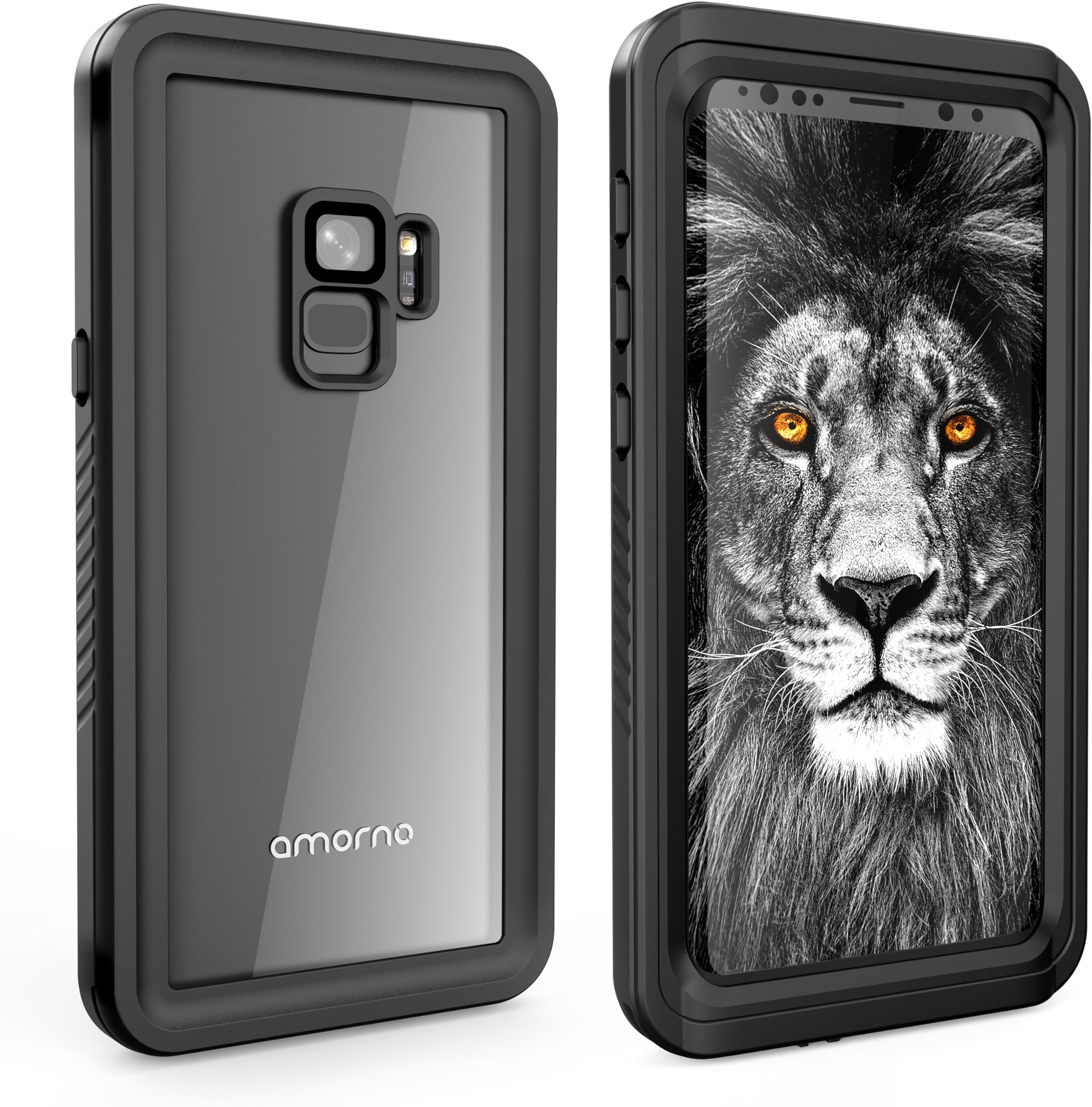 AMORNO Galaxy S9 Waterproof Case, Shockproof Dustproof Full Body Protection, Built-in Screen Protector, Touch ID, Black