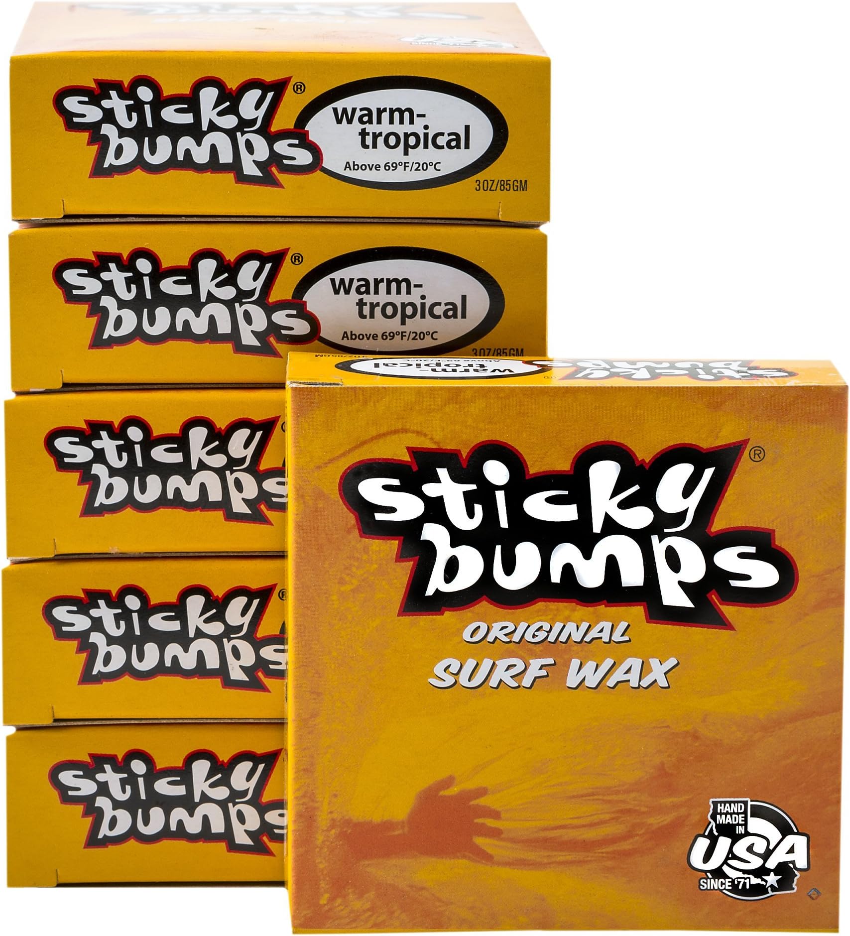 Warm/Tropical Surf Wax | Long-Lasting Surfboard Wax | Great Bump Building for Surfing | Non-Toxic, Nature-Safe | Warm Water Surf Wax for Temps 69°F/20°C and Above
