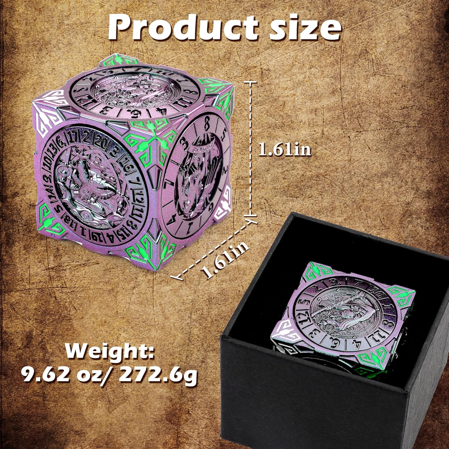 Spinner Dice, Metal DND Dice for D&D, Dungeons and Dragons, Roulette Dice Spinner for RPG MTG Table Games (Rainbow)