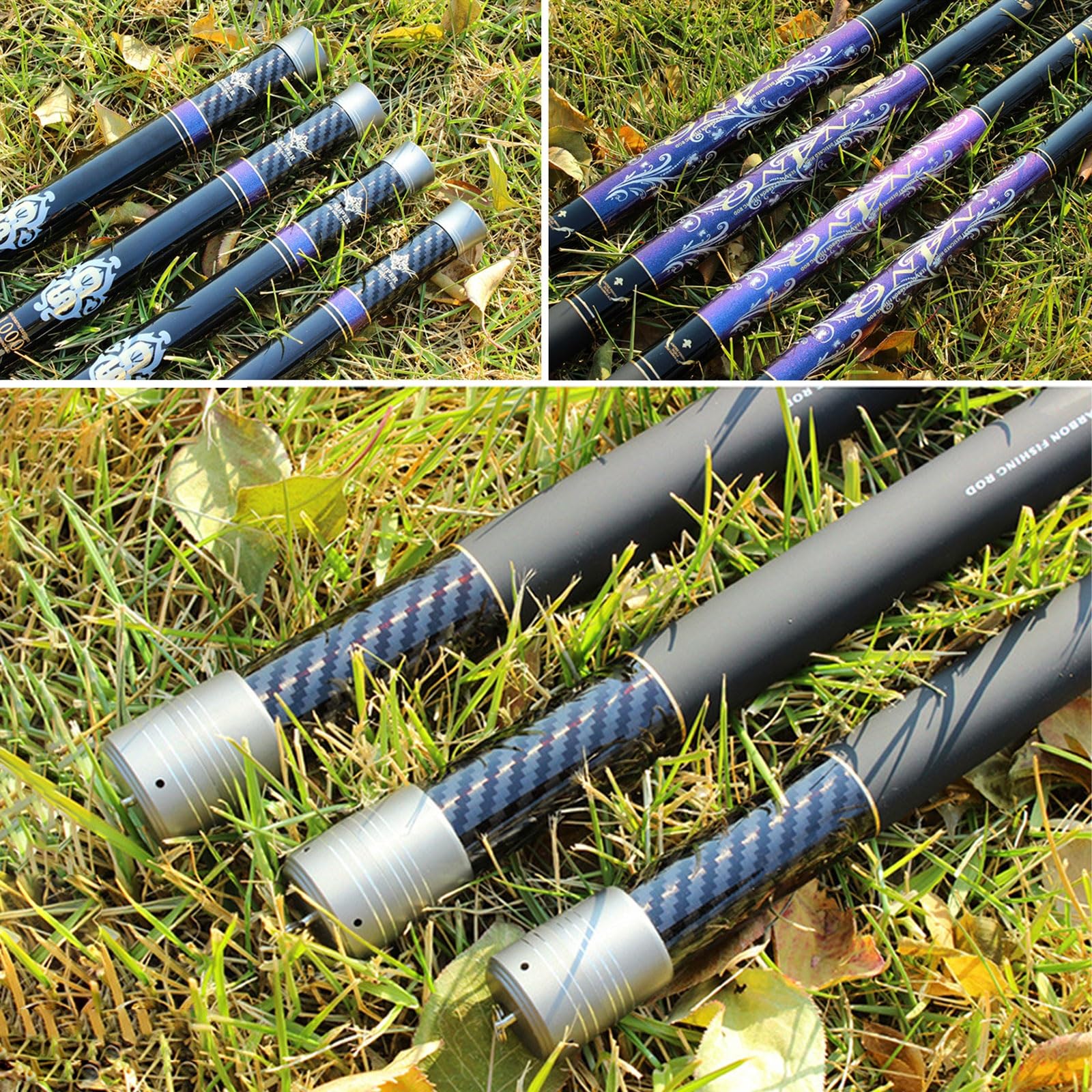 Canna da Pesca telescopica in Carbonio 8m-16m Ultra Resistente Ultraleggera Canna da Pesca da Viaggio Canna da Pesca Lago canne da Pesca alla Carpa Adatto a fiumi Laghi torrenti(12m)