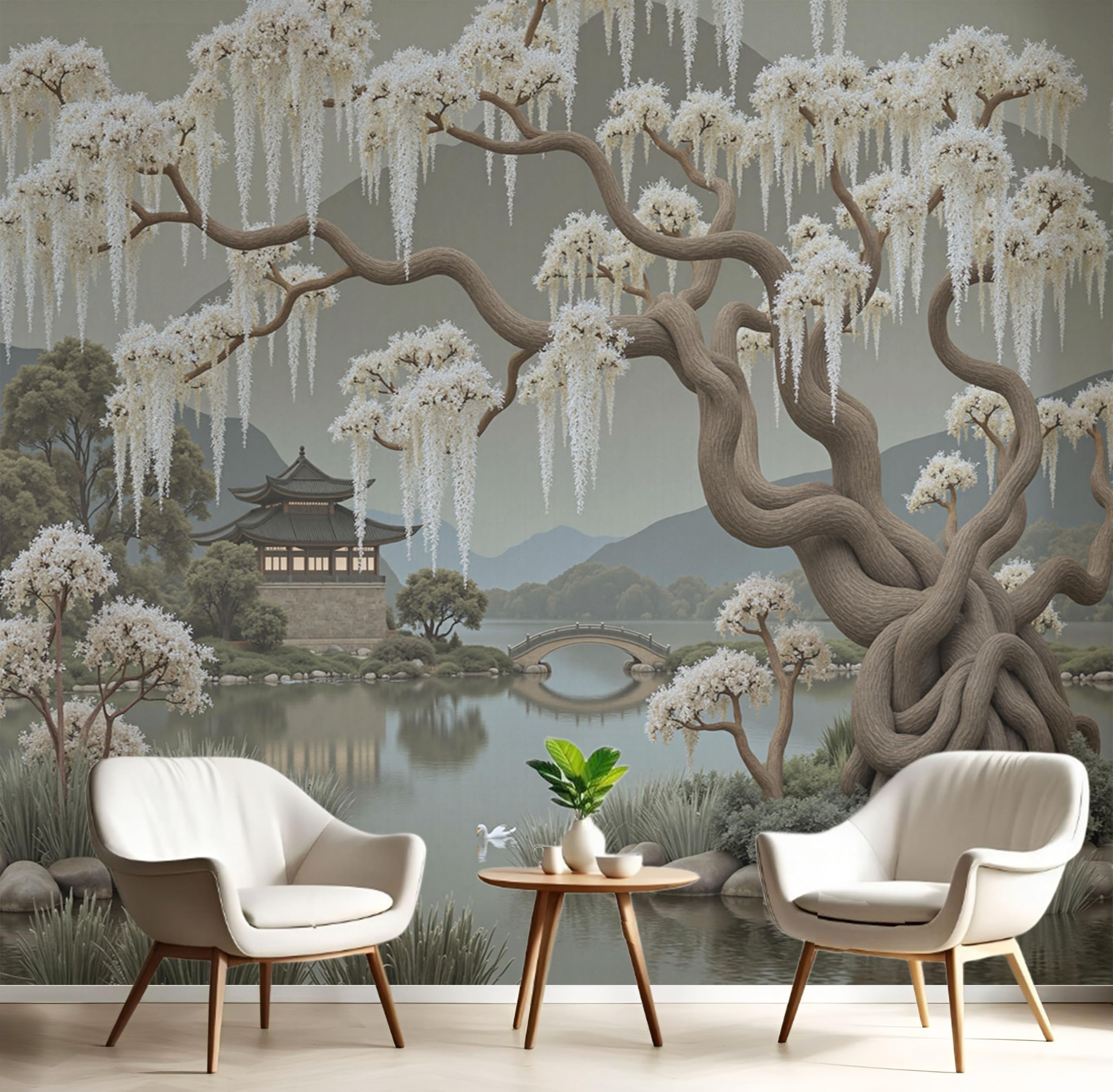 Papier peint panoramique pour chambre : créez un salon zen au paysage chinois
