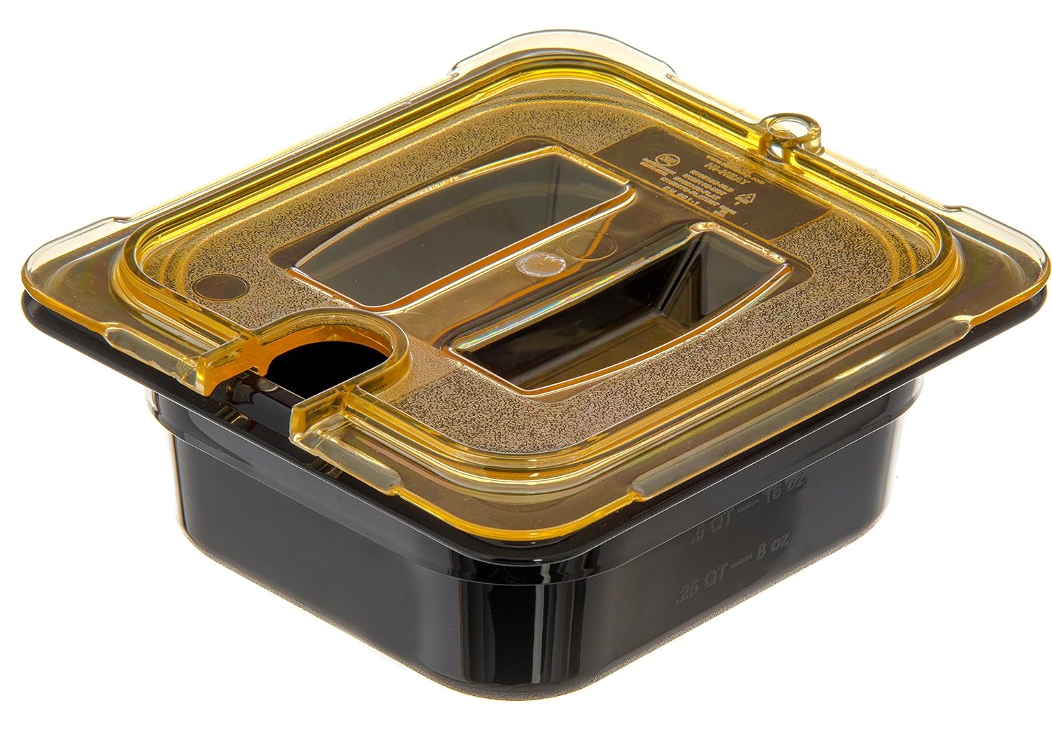 Carlisle FoodService Products 10511U13 TopNotch High Heat Universal Handled Notched Lid, 6-3/4" x 6-3/8" x 7/8", Amber, For One-Sixth Size Food Pan (Case of 6)