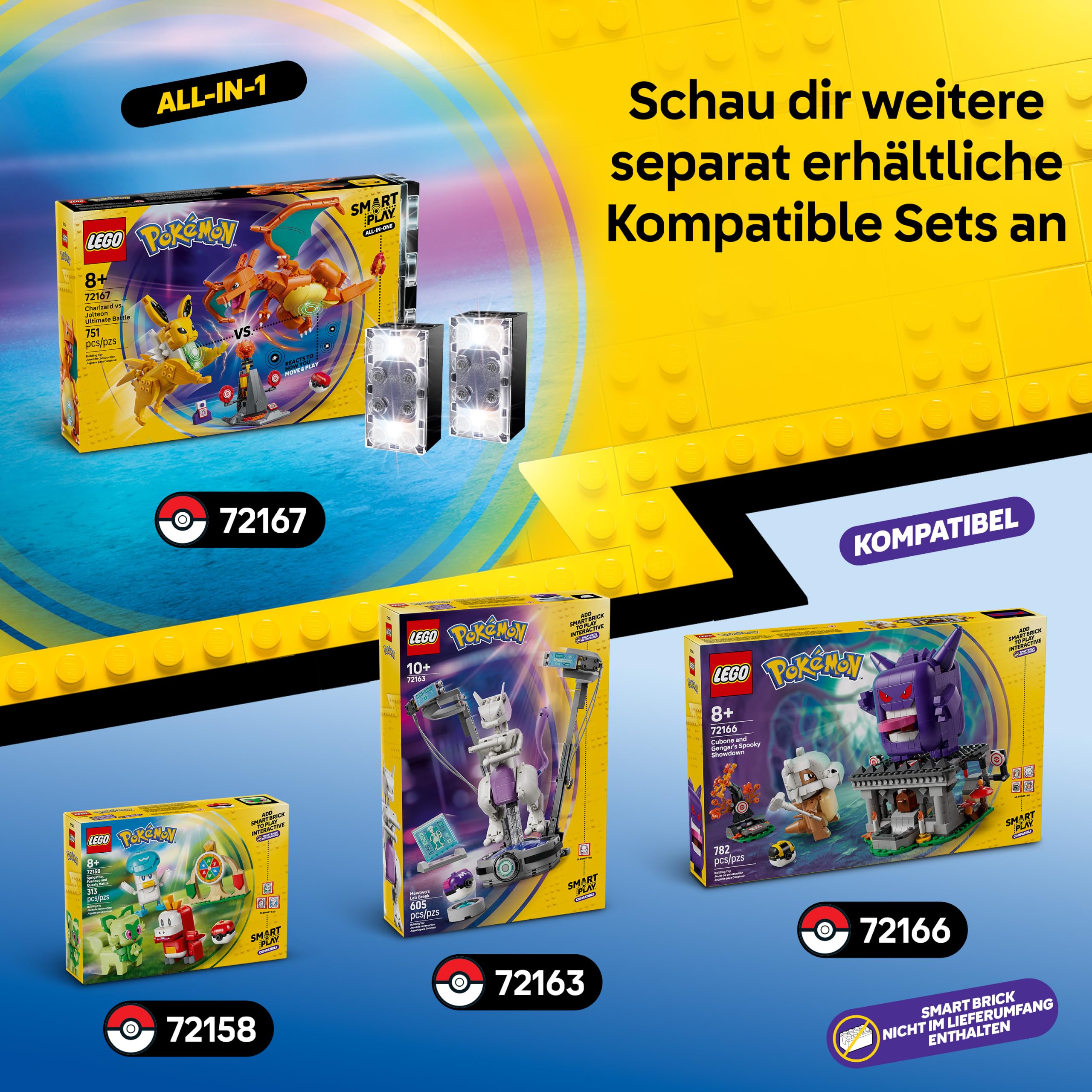 LEGO Pokémon SMART Play: Ultimativer Showdown zwischen Glurak und Blitza - All-in-1 Set mit 2 SMART Bricks, 4 Tags, 2 Figuren & Ladegerät - Geschenk für Kinder ab 8 Jahren - 72167