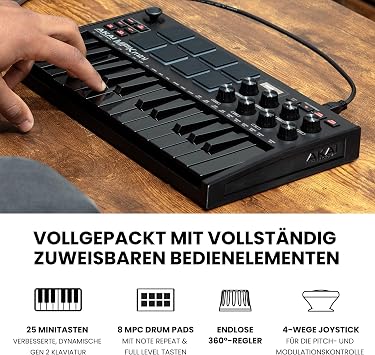 Akai Professional MPK Mini MKIII 25-Key USB MIDI Keyboard Controller with 8 Back-Lit Drum Pads