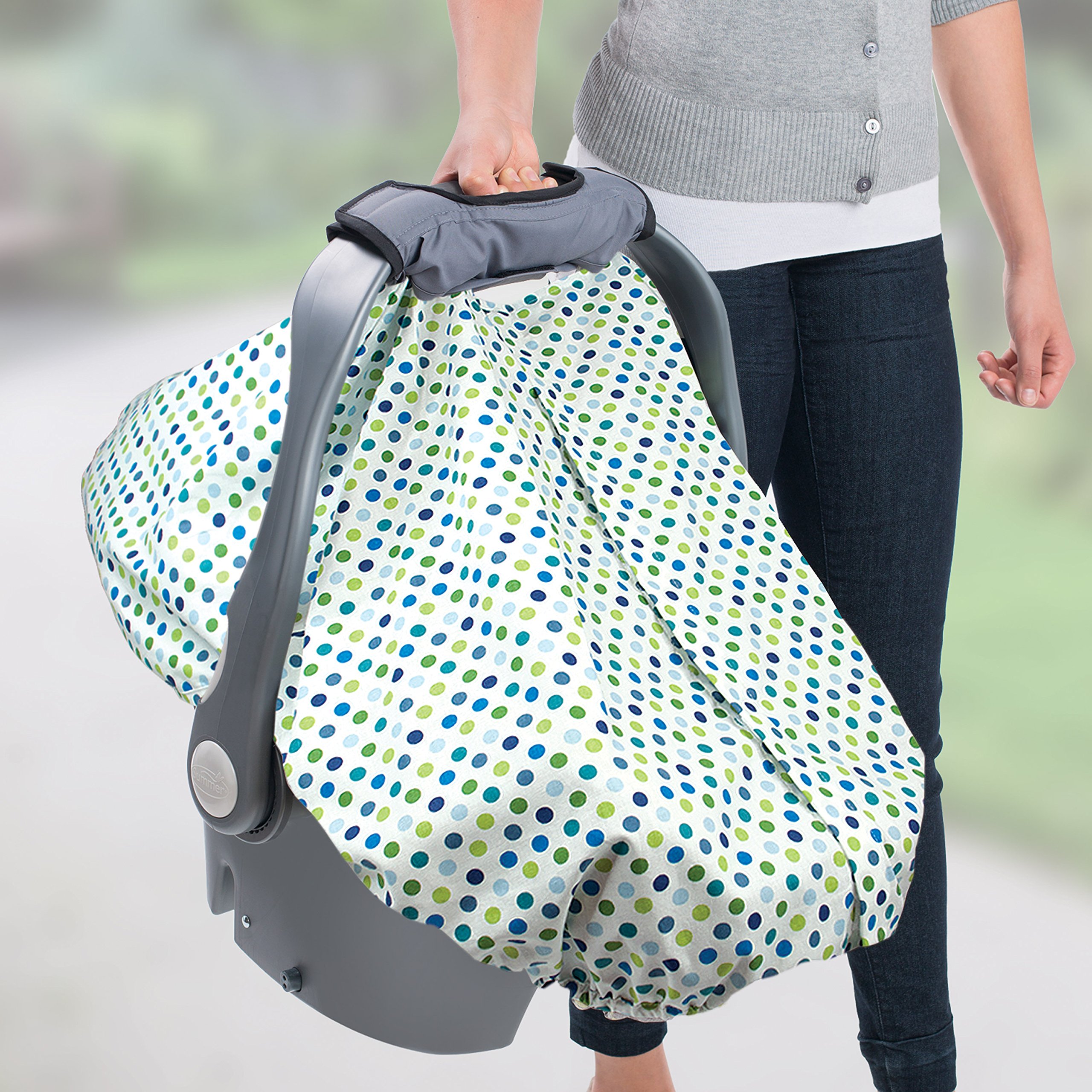 Summer Infant 2-in-1 Carry and Cover Infant Car Seat Cover, White Dots Baby Products