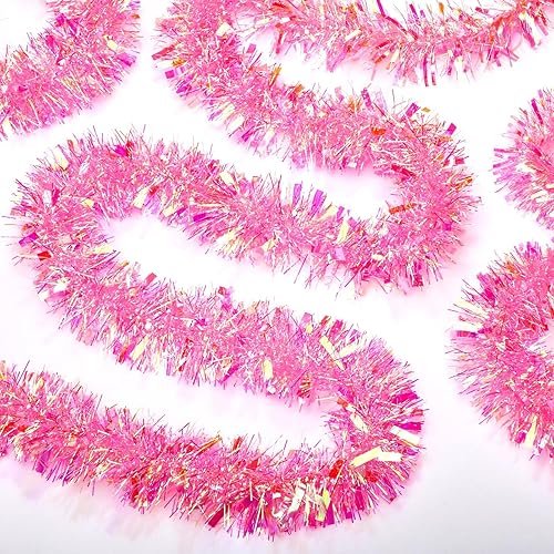 Miniatura 8 de Dilunave Guirnalda metálica de oropel de 40 pies para Halloween, decoración de árbol de Navidad, boda, cumpleaños y fiesta (rojo, verde, dorado)