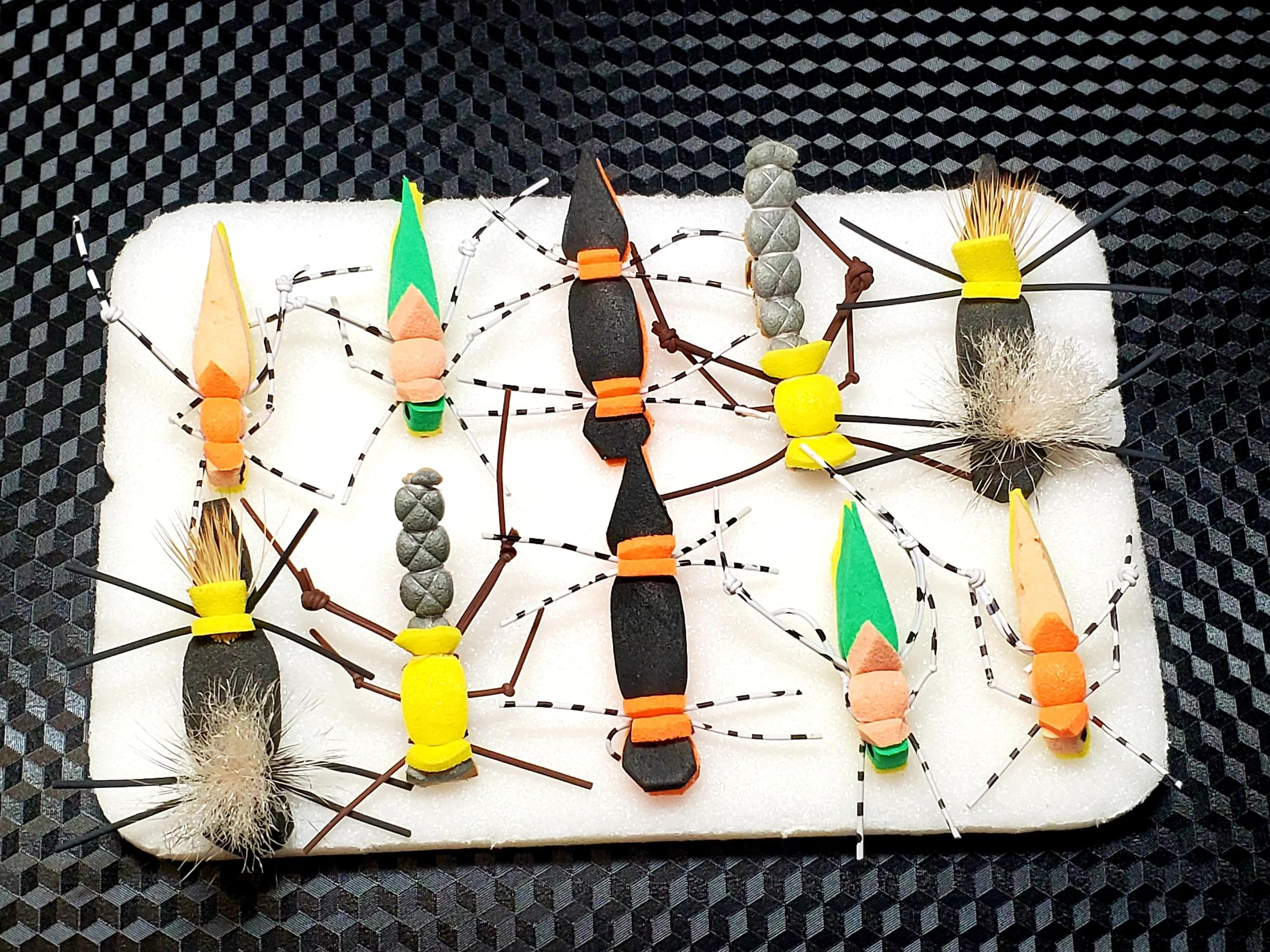 Foam Hopper Selection 10 Flies, 10 Hopper Flies, Grass Hopper Fly, Hopper/Terrestrial Selection
