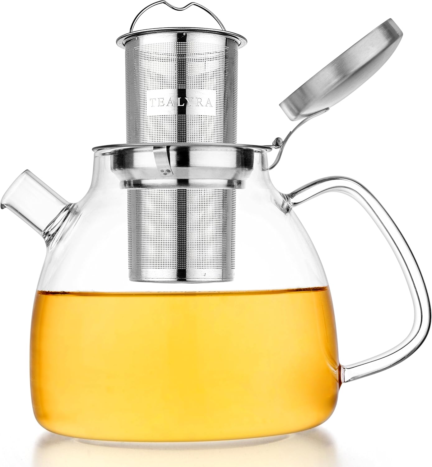 Tealyra - Tempered Glass Teapot – Borosilicate Clear Glass Teapot with Removable Stainless Steel Infuser - Stove Top Safe Glass Teapot Kettle - Best Loose Leaf Teapot (27oz teapot / 800 ml)