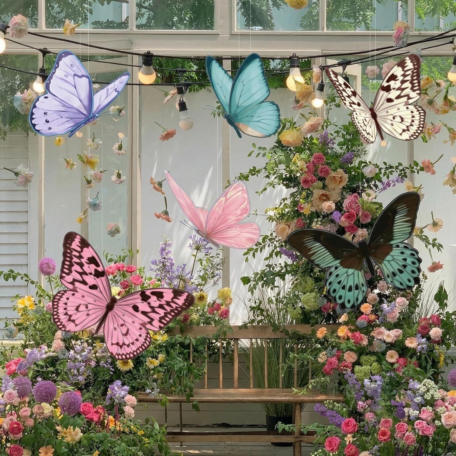 18 Pcs Large Butterfly Party Decorations 3D Colorful Paper Butterfly Hanging Decoration 2 Sizes Paper Butterflies Birthday Party Supplies for Wedding Spring Baby Shower Room Ceiling Decor