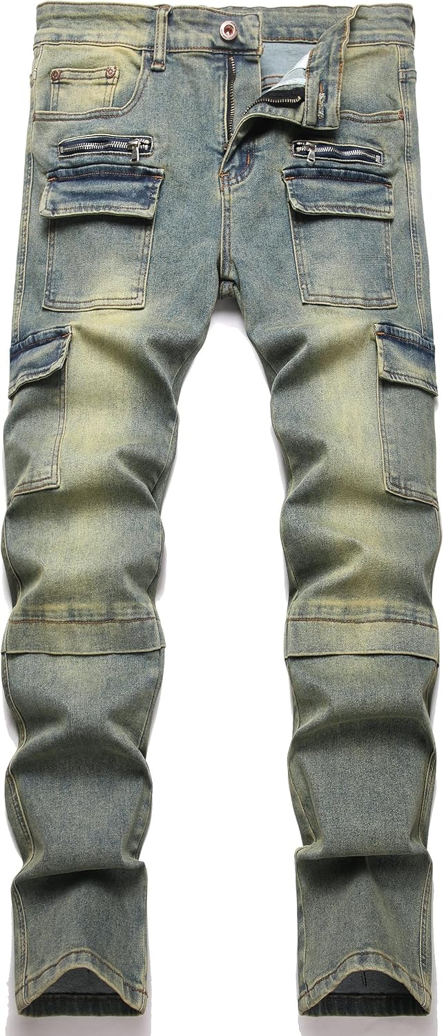 XIMXIMMTIAN Men's Biker Jeans – Slim Straight Denim