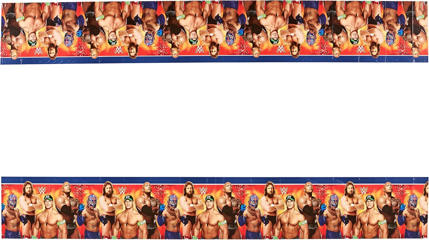 Grand Slammin' WWE Birthday Party Plastic Table Cover Tableware Decoration (1 Piece), Multi Color, 54" x 96"..