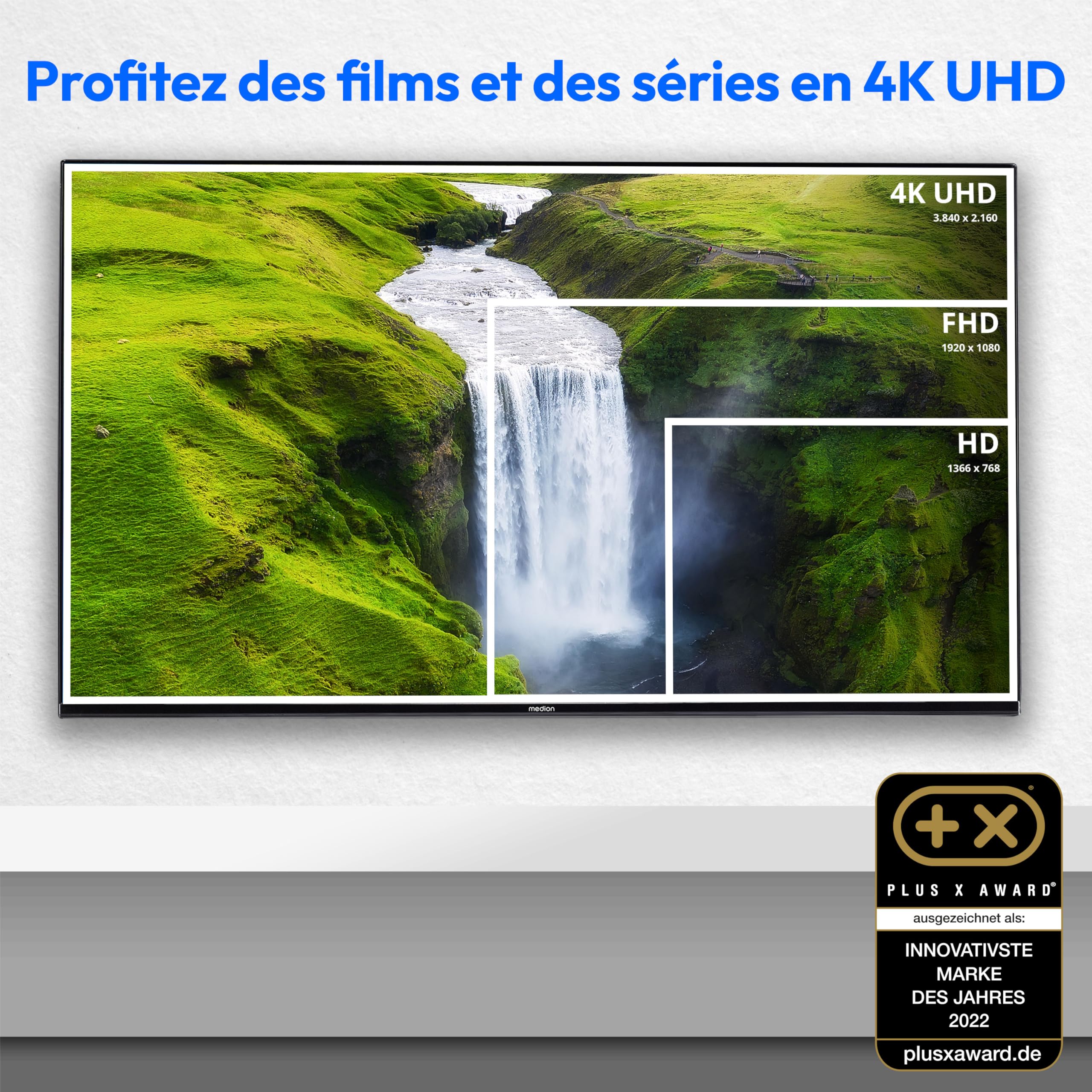 MEDION X14370 (MD 30706) 108 cm (43 Zoll) Fernseher (Smart TV, 4K Ultra HD, Dolby Vision HDR, Dolby Atmos, Netflix, Prime Video, MEMC, Micro Dimming, Bluetooth, PVR)