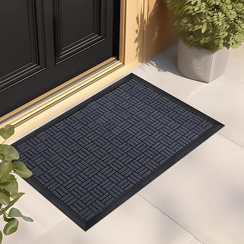 Miniatura 26 de Mibao Tapete para puerta delantera, resistente y duradero, tapete de bienvenida para interiores y exteriores, atrapador de suciedad, impermeable