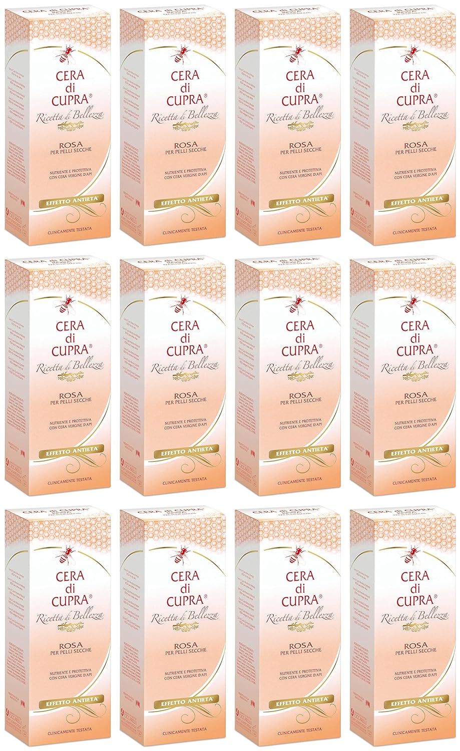 Cera di Cupra: "Rosa per Pelli Secche" Face Cream, Dry Skin, Antiage Formula * 2.53 Fluid Ounces (75ml) Tubes (Pack of 12) * [ Italian Import ]