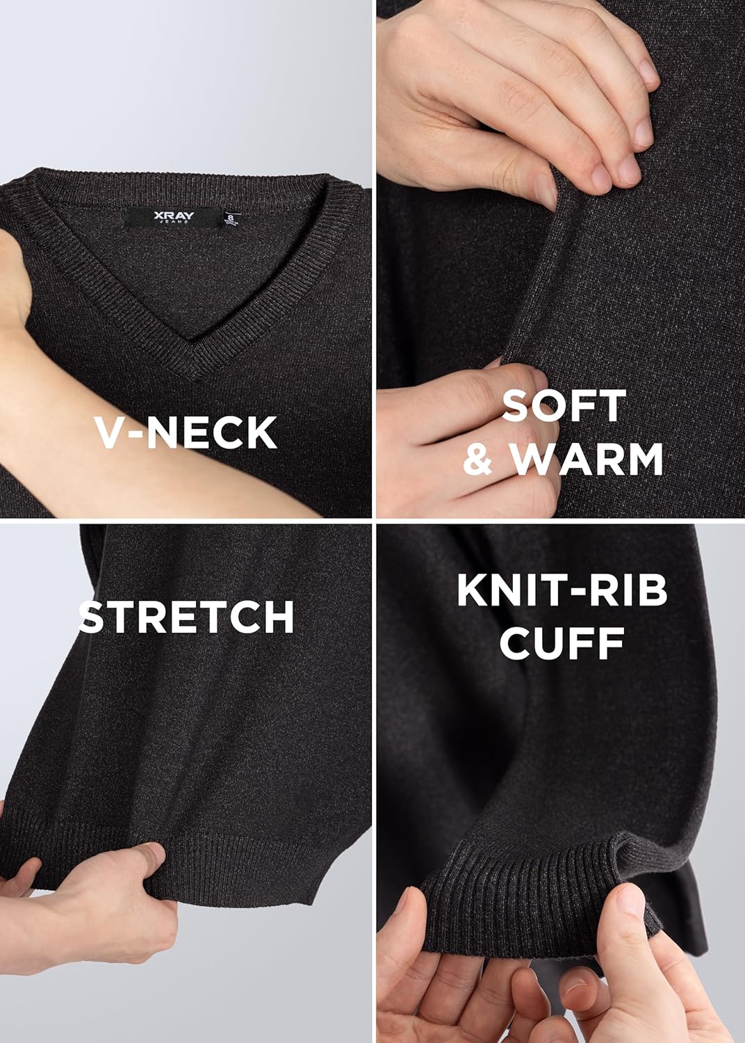 X RAY Boys School Uniform Sweater V-Neck (XS - XXL), Big Boys' & Little Kids Youth Long Sleeve V Neck Pullover Sweater - Image 2