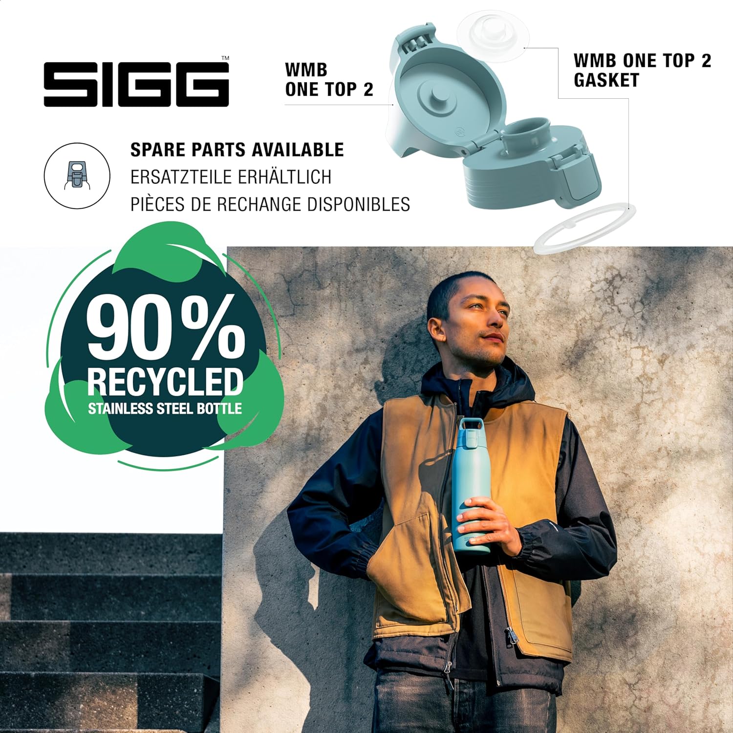 SIGG - Shield Therm- Stainless Steel Insulated Water Bottle - Carbonated Drinks, Leakproof, BPA Free, Recycled, 25, 34Oz