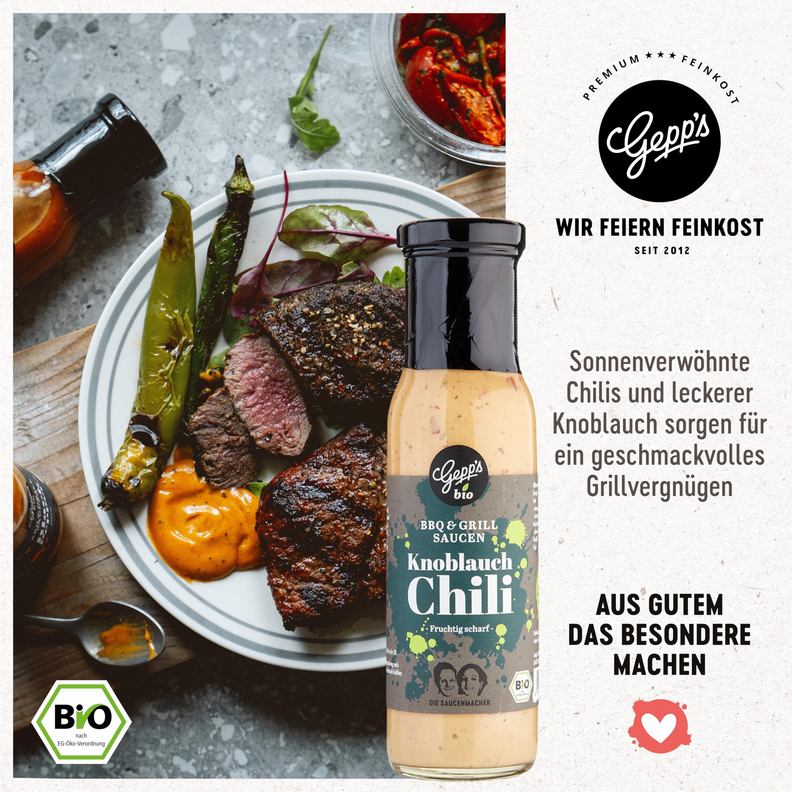 Gepp’s Feinkost Herrenhandtasche mit Delikatessen Knoblauch-Chili-Sauce Edelkräuter-Olivenöl Texas BBQ Rub Geschenkidee für Männer
