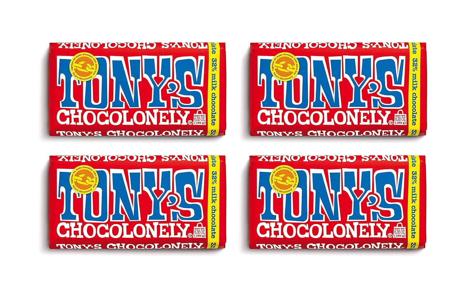 Amazon.com : Tony's Chocolonely | Pack of 4 | 32% Milk Chocolate ...