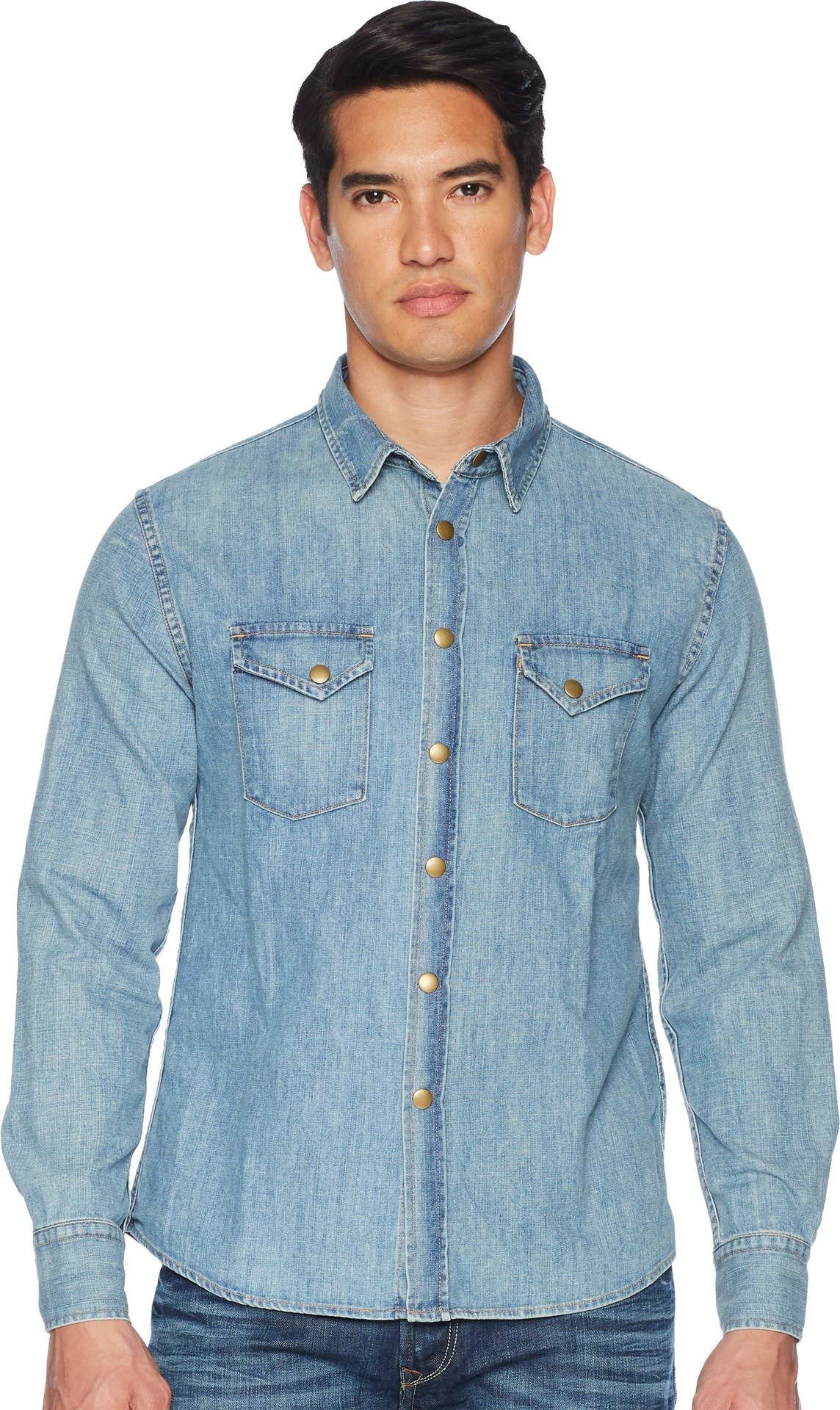 Billy Reid Men's Work Shirt Button, Denim Wash, XL