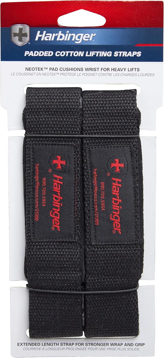 Harbinger Padded Cotton Lifting Straps with NeoTek Cushioned Wrist (Pair), Black , 5 mm : Clothing, Shoes & Jewelry