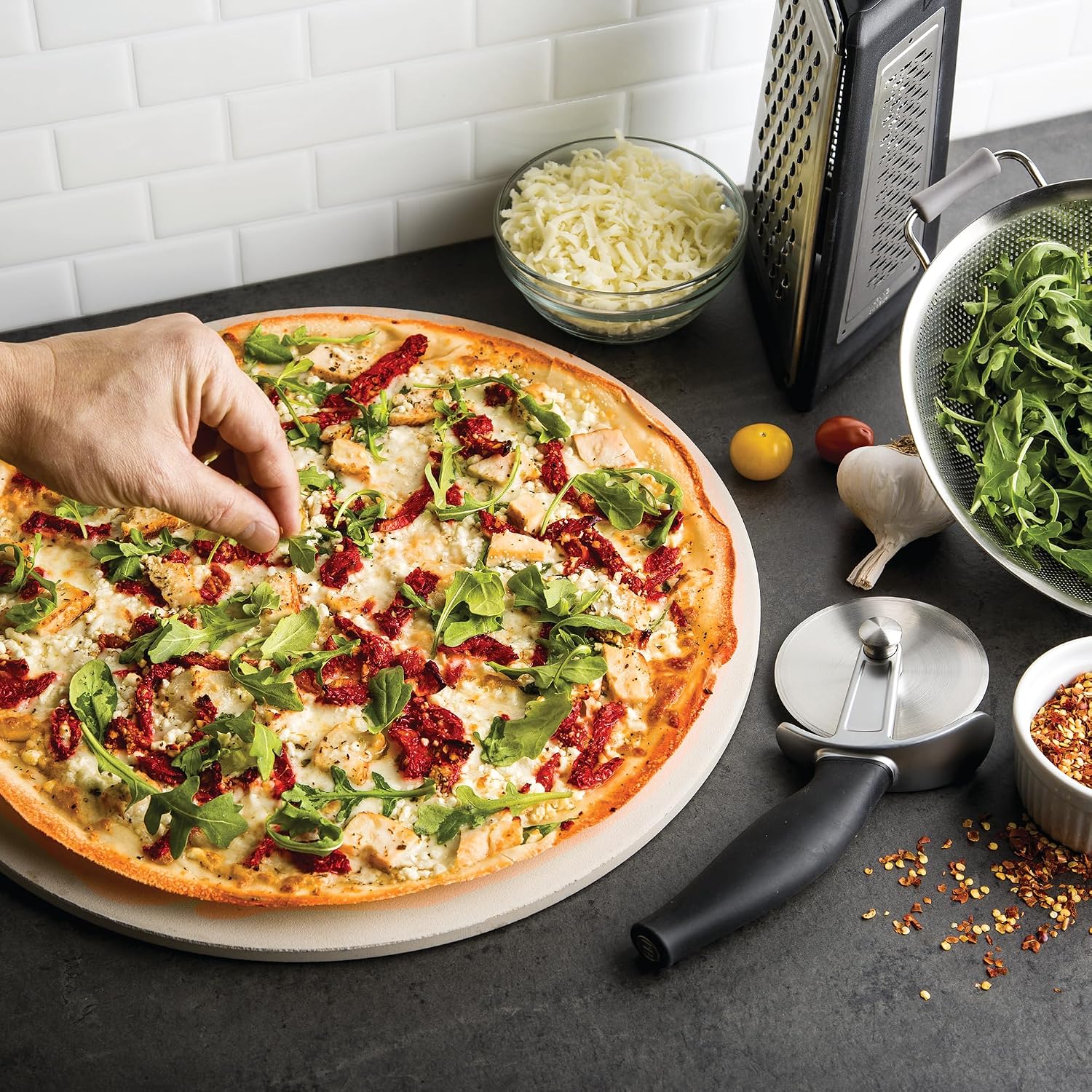 PL8 Artisan Pizza Wheel – Stainless Steel Cutting Wheel with Cast Zinc Frame and Integrated Oven Rack Hook for Easy Pizza Serving