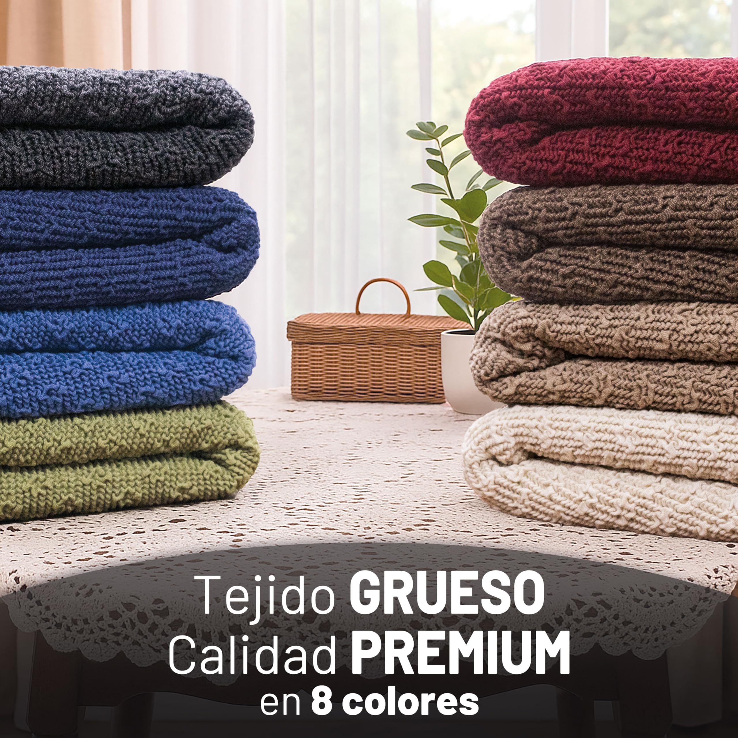 FAVERTI® Funda Sofá Premium 3 Plazas - Funda de Tejido Súper Elástico para Sofás de 180 a 230cm | Modelo BOCAIRENT | Azafata | Funda Sofá Súper Ajustable | Protector Sofá Elegante Tacto Algodón