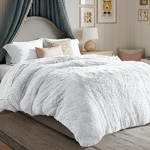 Bare Home Funda de edredón de forro polar lanudo tamaño Queen - Funda de edredón de felpa - Súper suave y lujosa - Cierre de cremallera oculto -