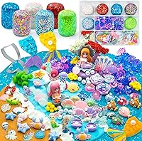SimpliPlay Mermaid Sensory Kit: 18oz Glitter Play Dough Set with 150+ Accessories, Non-Toxic Sensory Dough for Toddlers 3-6