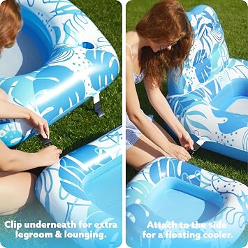 SLOOSH Pool Floats Lounger Adult, Pool Chair Lounge Convertible 2-in-1 Floating Water Floaty with Cup Holders Backrest Recliner for Pool Party
