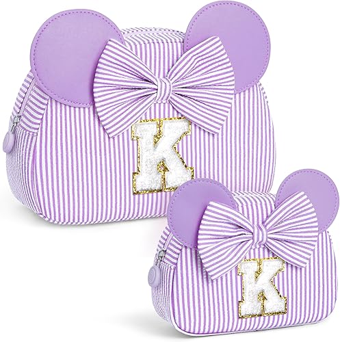 Vista 34 de Regalos de Navidad para niñas, bolsa de maquillaje con inicial, bolsas de cosméticos, bolsa de maquillaje de viaje, regalos de cumpleaños Azul