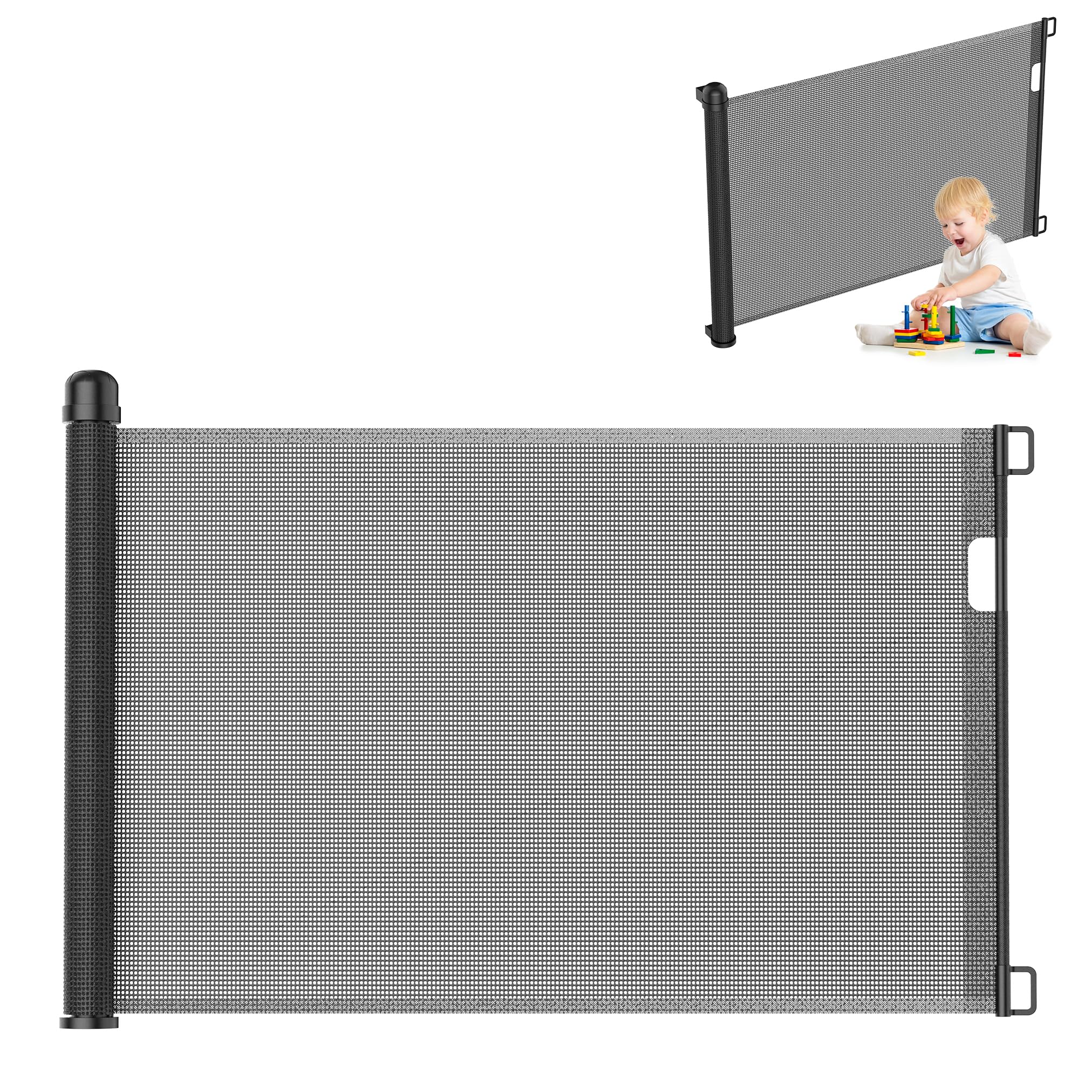 UISEBRT Cancelletto estensibile per scale 0-150cm, Cancelletto per Bambini e Animali Estensibile, cancelletto sicurezza bambini per interni ed esterni, Nero