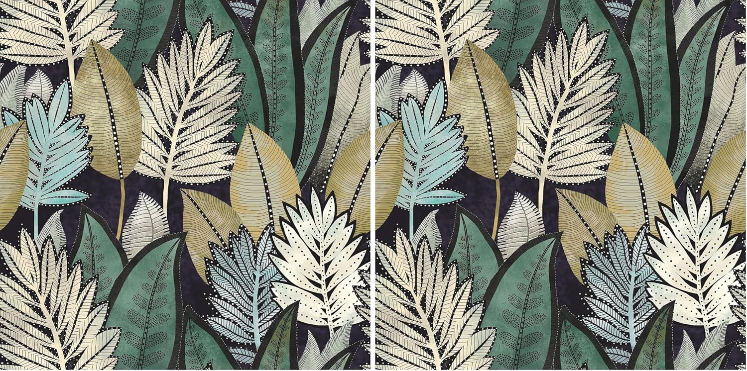 Vintage Grey Green Leaf Peel and Stick Wallpaper for Cabinets and Bedroom - Removable Self-Adhesive Wallpaper - 17.71"x118.1" (Pack of 2)