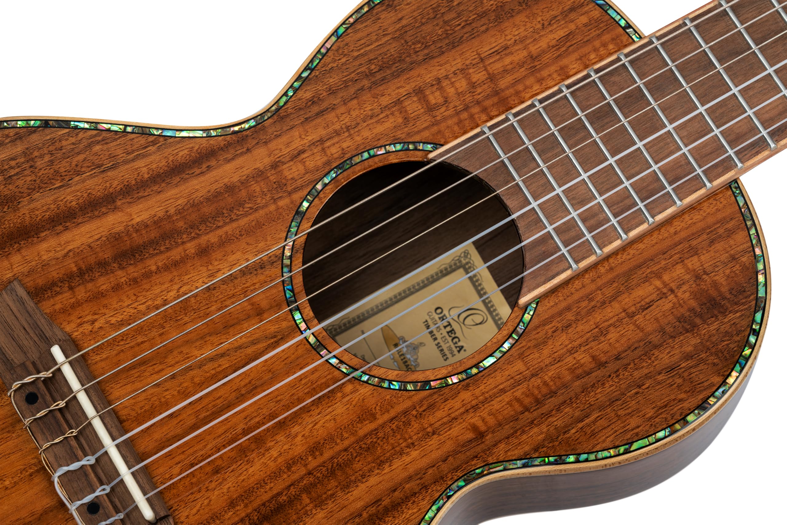 Ortega Guitars Travel Guitar Electro-Acoustic – Seria Mini Travel – Lita Akacja, Wykończenie Naturalne Połysk (RGLE18ACA)