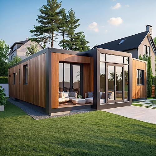 Prefab Tiny Homes for Sale–20ft Expandable Foldable Container House,Portable Modular Tiny Home with 2 Bedrooms 1 Bathroom,Loft Design,Customizable Prefabricated House for Living,Office,or Remote Areas