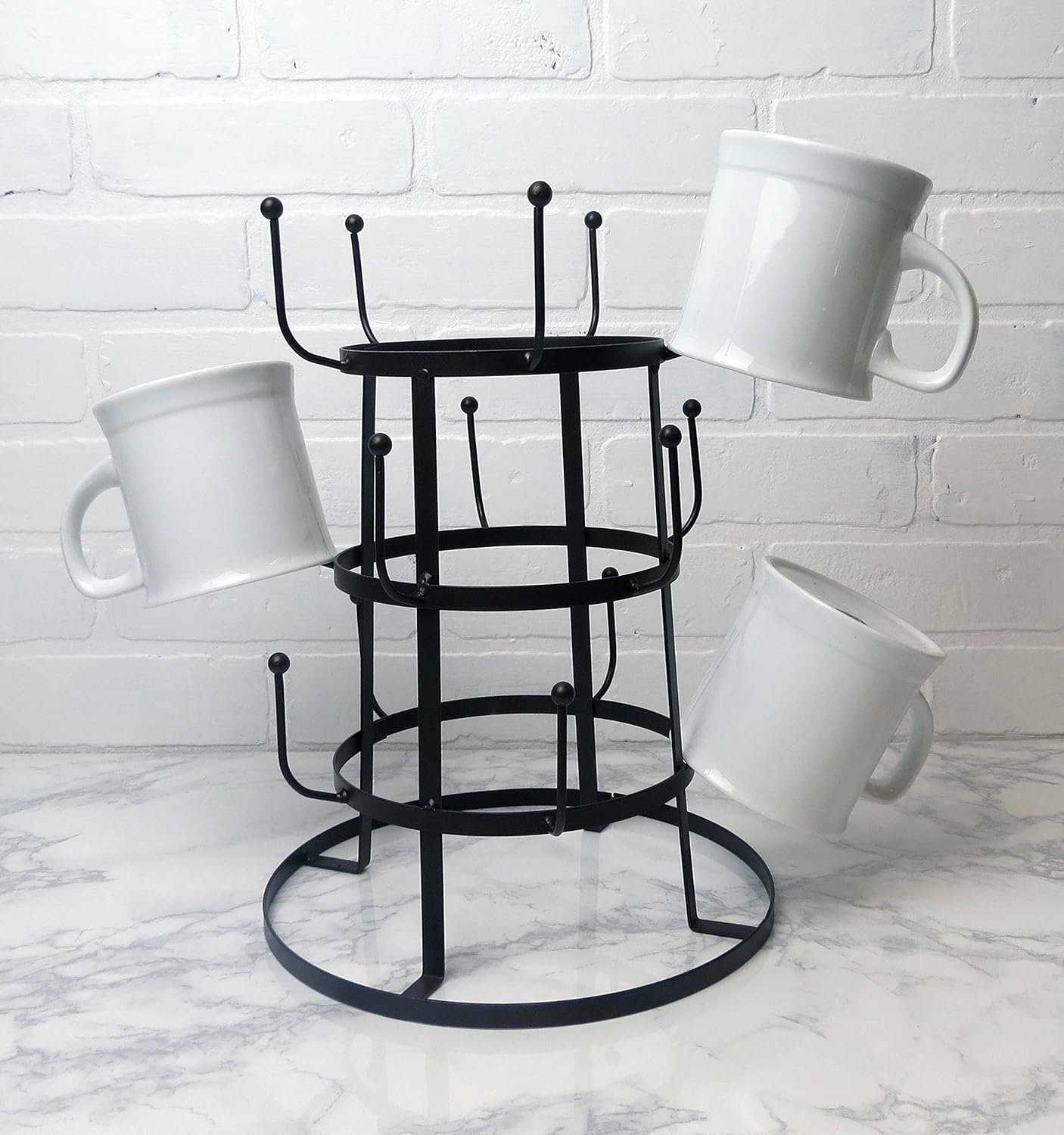 DII Metal Kitchen Storage Collection 3-Tier Mug Tree Stand, 9.5x12.75, Vintage Black